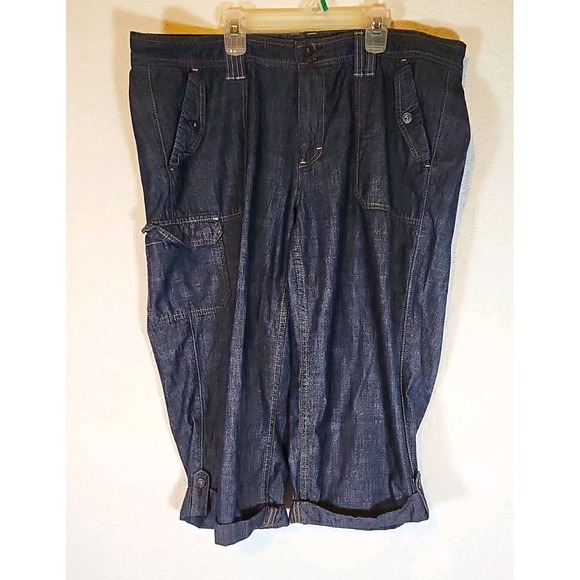Calvin Klein Jeans Pants - Calvin Klein Utility Cargo Capris Women's 16W Dark Blue Denim